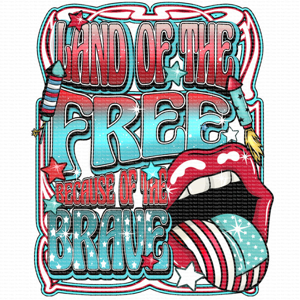 Land of the free because of the brave ready to press sublimation transfer patriotic free pocket with 8.5" or larger