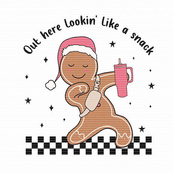 Gingerbread man out her looking like a snack ready to press sublimation heat transfer