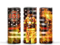 Fireman Fiirefighter Ready to Press Tumbler Transfer 20oz Straight and Tapered