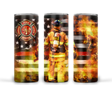 Fireman Fiirefighter Ready to Press Tumbler Transfer 20oz Straight and Tapered