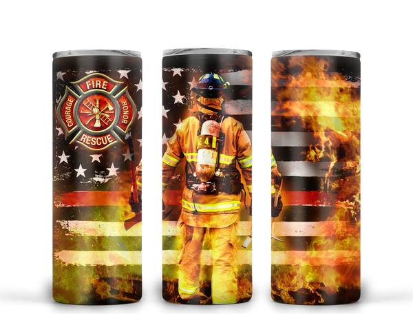 Fireman Fiirefighter Ready to Press Tumbler Transfer 20oz Straight and Tapered