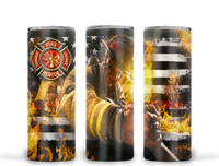 Fireman Fiirefighter Ready to Press Tumbler Transfer 20oz Straight and Tapered