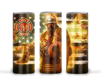 Fireman Fiirefighter Ready to Press Tumbler Transfer 20oz Straight and Tapered