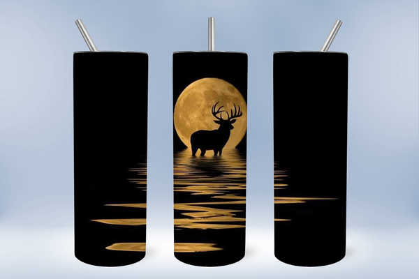 Black and Gold Deer Silhouette Ready to Press Tumbler Transfer 20oz Straight and Tapered