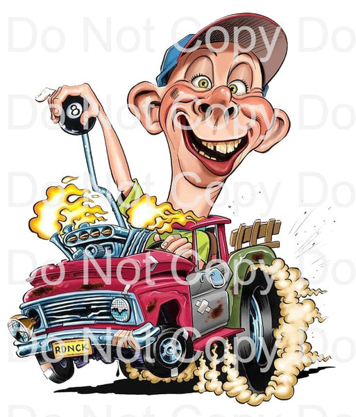 Bubba and his hot rod funny ready to press sublimation transfer
