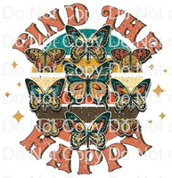 Find the happy retro rainbow butterfly ready to press sublimation transfer Hippie Vibes