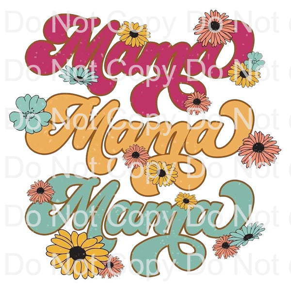 Mama retro with flowers ready to press sublimation transfer