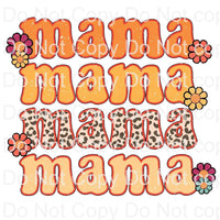 Stacked Mama retro with flowers ready to press sublimation transfer