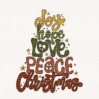 Retro Colored word Art CHristmas Tree ready to press sublimation transfer