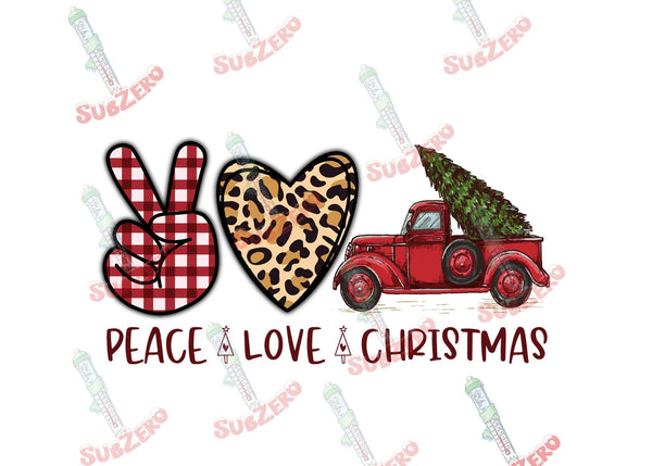 Sublimation Transfer Sublimation Prints Peace love Christmas  ready to press sublimation transfer   Christmas red truck Subzero Sublimations