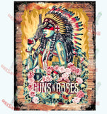 Sublimation Transfer Sublimation Prints Indian Girl with gun and roses ready to press sublimation heat Transfer Subzero Sublimations