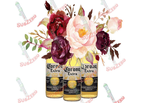 Sublimation Transfer Sublimation Prints BOHO Corona Extra Beer with flowers Ready to press sublimation heat transfer Subzero Sublimations