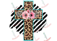 Sublimation Transfer Sublimation Prints Cheetah print Cross with flowers Ready to press sublimation heat transfer faith Christian boho Subzero Sublimations