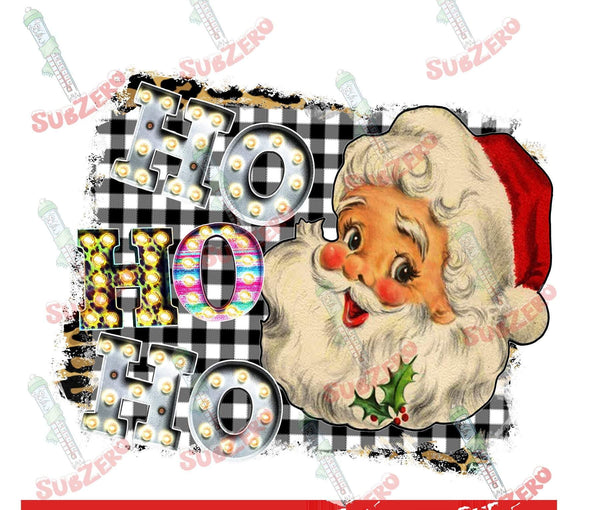 Sublimation Transfer Sublimation Prints Ho Ho Ho Black and white checkered Santa ready to press sublimation transfer Santa Clause Christmas St Nicholas Subzero Sublimations