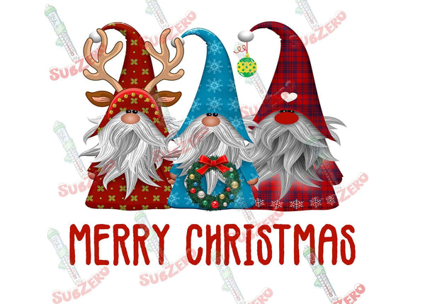 Sublimation Transfer Sublimation Prints Merry Christmas Gnomes ready to press sublimation transfer  Christmas gnomes Subzero Sublimations