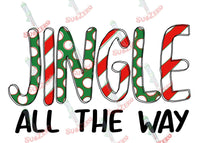Sublimation Transfer Sublimation Prints Jingle all the way ready to press sublimation transfer Santa Clause Christmas St Nicholas red white green stripes and polka dots Subzero Sublimations