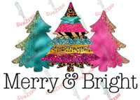 Sublimation Transfer Sublimation Prints Merry and Bright  Christmas Trees ready to press sublimation heat transfer Subzero Sublimations