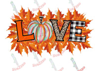 Sublimation Transfer Sublimation Prints Love fall with fall leaves and pumkin ready to press sublimation heat press transfer with truck of pumpkins Subzero Sublimations