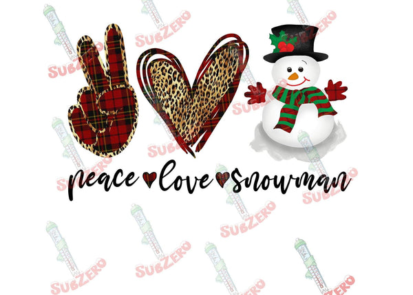 Sublimation Transfer Sublimation Prints Peace Love Snowman ready to press sublimation heat transfer Subzero Sublimations