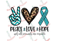 Sublimation Transfer Sublimation Prints Peace love hope PTSD awareness not all wounds are visible ready to press sublimation heat press transfers Subzero Sublimations