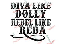 Sublimation Transfer Sublimation Prints Diva like Dolly Rebel Like Reba ready to press sublimation transfer for shirt makers DIY heat transfer Subzero Sublimations