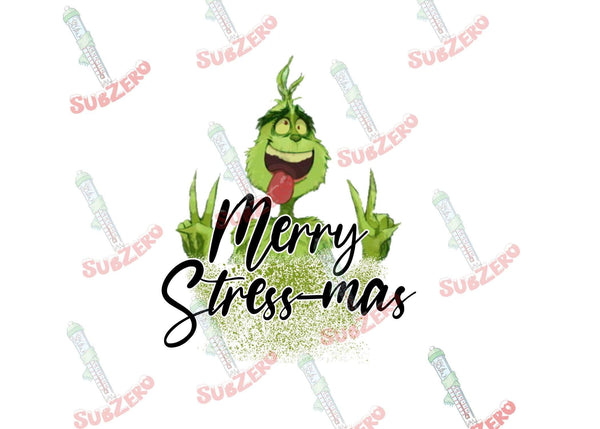 Sublimation Transfer Sublimation Prints Merry Stressmas Gr*nch ready to press sublimation heat transfer funny christmas Subzero Sublimations