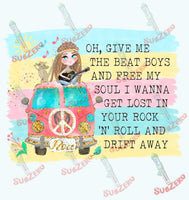 Sublimation Transfer Sublimation Prints Drift Away Lyrics Girl in Hippie Bus  Ready to Press Sublimation Heat Press Subzero Sublimations