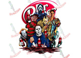 Sublimation Transfer Sublimation Prints Horror movie Characters enjoying their favorite soda and doughnuts Ready to press sublimation transfer Dr pepper Dunkin Subzero Sublimations