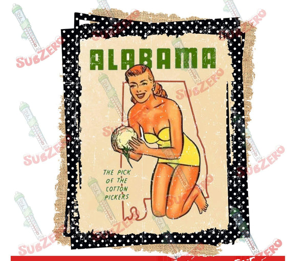 Sublimation Transfer Sublimation Prints State Vintage pin up girl postcard ready to press sublimation transfer Subzero Sublimations