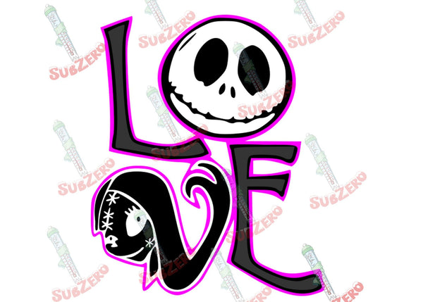 Sublimation Transfer Sublimation Prints Jack and Sally LOVE sublimation transfer  nightmare before Christmas Jack Skellington Halloween  Classic Movie Subzero Sublimations