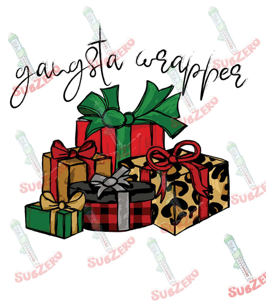 Sublimation Transfer Sublimation Prints Gangsta Wrapper Christmas ready to press sublimation transfer Santa Clause Christmas St Nicholas naughty list presents gift wrapping Subzero Sublimations