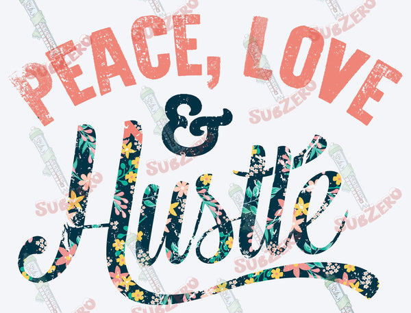 Sublimation Transfer Sublimation Prints Peace Love Hustle (yellow) Sublimation Print Subzero Sublimations