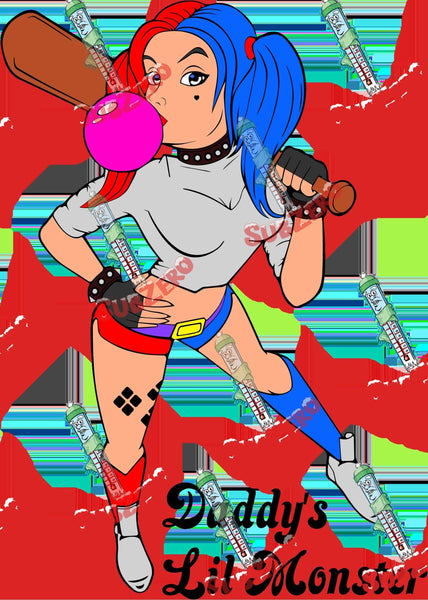 Sublimation Transfer Sublimation Prints Daddy's Little Monster Harley Quinn Sublimation Transfer for DIY Crafters T-shirt Subzero Sublimations