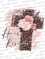 Sublimation Transfer Sublimation Prints He is risen Pink leopard cross Ready to press sublimation heat transfer Subzero Sublimations