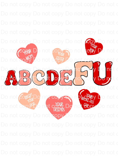 Sublimation Transfer Sublimation Prints ABCDE FU Valentines day  ready to press sublimation transfer Subzero Sublimations